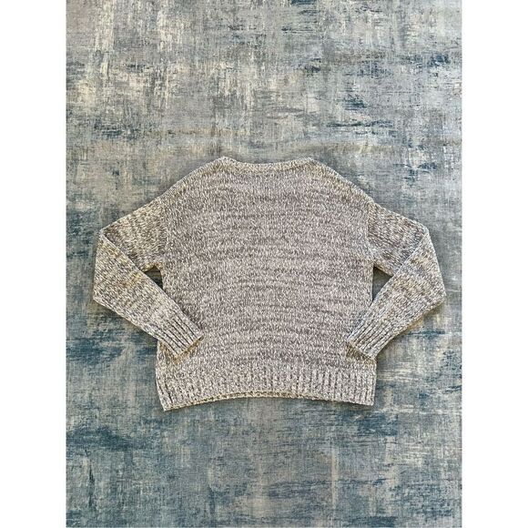 Aritzia Talula Gray Cream Marled Knit Scoop Neck Sweater Large - Picture 2 of 6